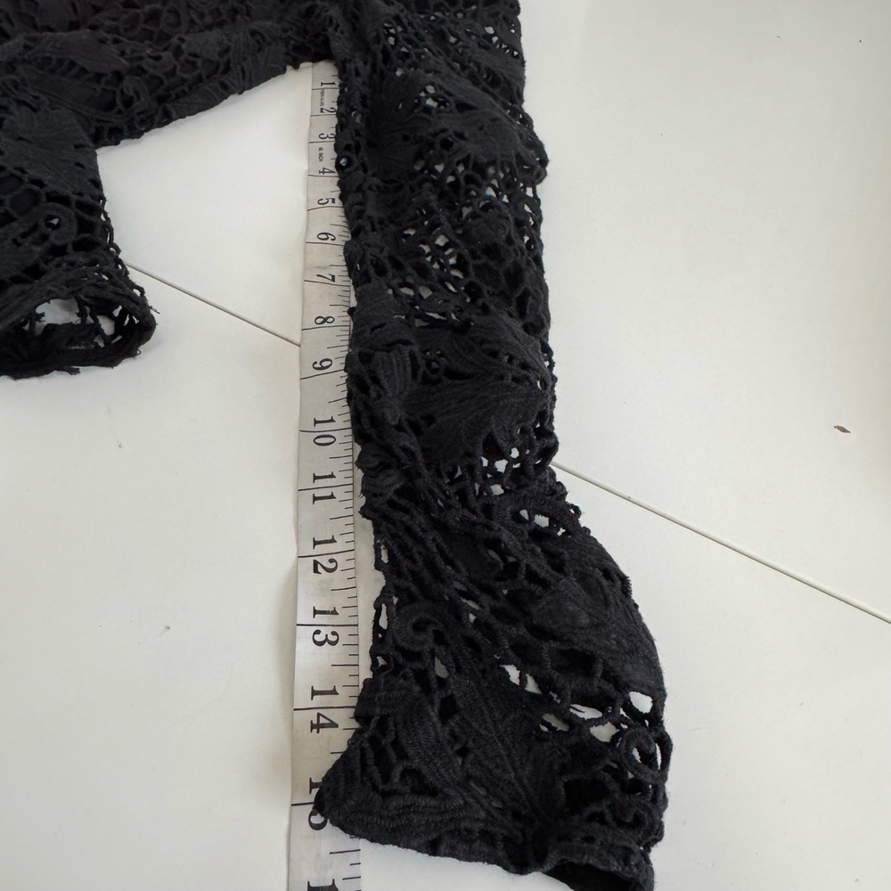 Stevie May Long Sleeve Top Lace Blouse Sheer Arm Crewneck Black Size S - Picture 7 of 7